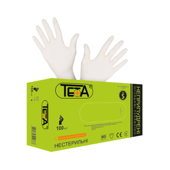 Рукавички медичні оглядові латексні неприпудрені Teta®, розмір S